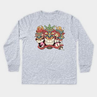 Three Tiki Masks Kids Long Sleeve T-Shirt